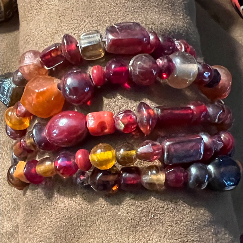 Multi-Color Glass Bead Stretch Bracelet - Women Jewelry